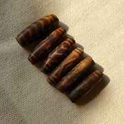 Lot 6 asian burmese antique pumtek petrified wood stone beads