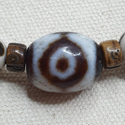 Protective lucky tibetan mix patterns agate dzi beads bracelet tbb-1