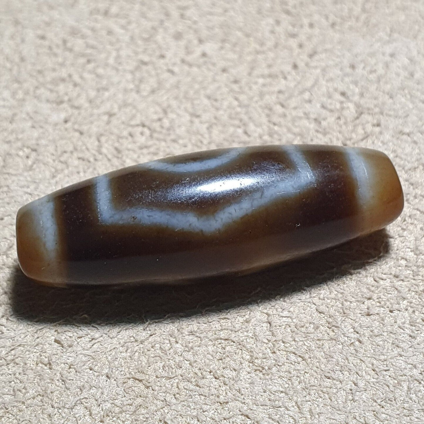 Vintage tibetan 3 circle big eye unique pattern agate stone dzi  amulet shd-4