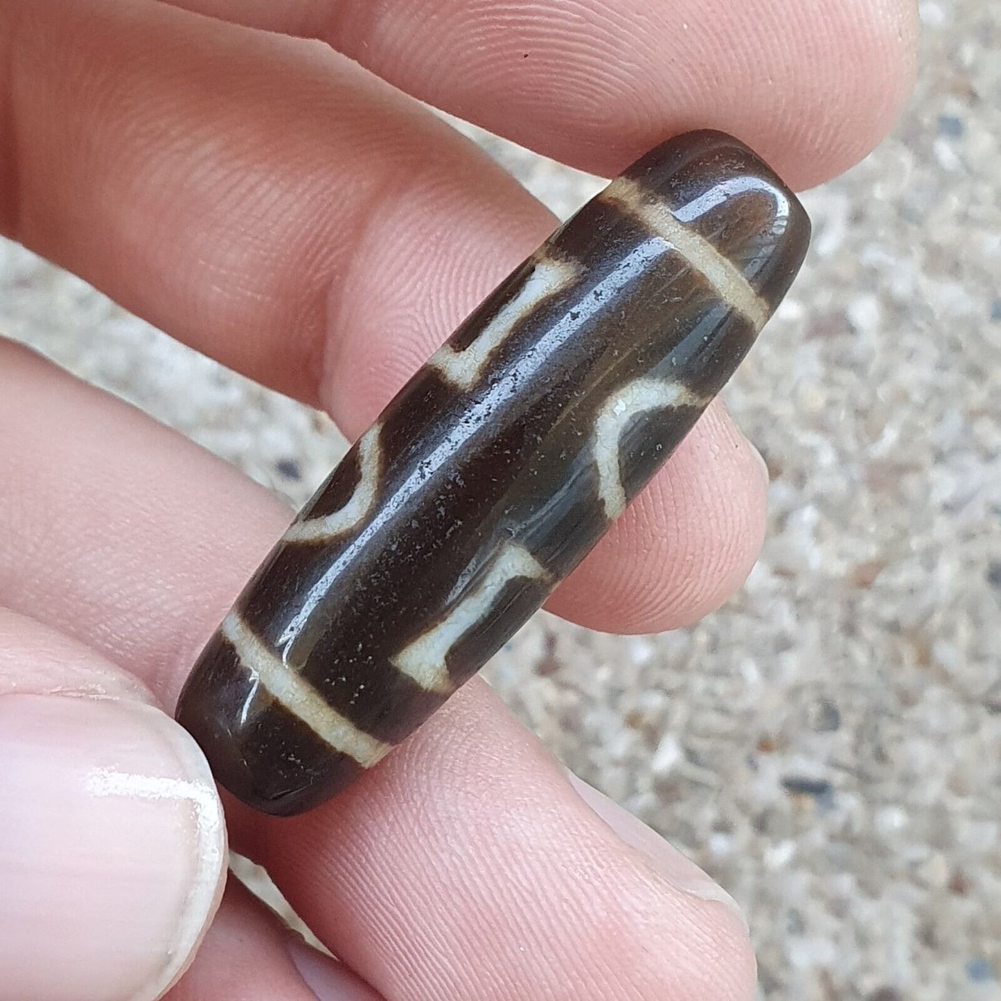 Nepalese tibetan himalayan 4 eyes agate stone dzi bead amulet at12