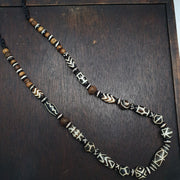 Vintage black and white pumtek pyu burmese beads long necklace