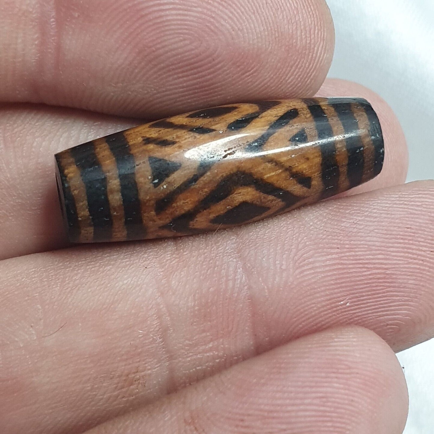 Antique pumtek pyu bead rare pattern tube bead silky patina pbd-1