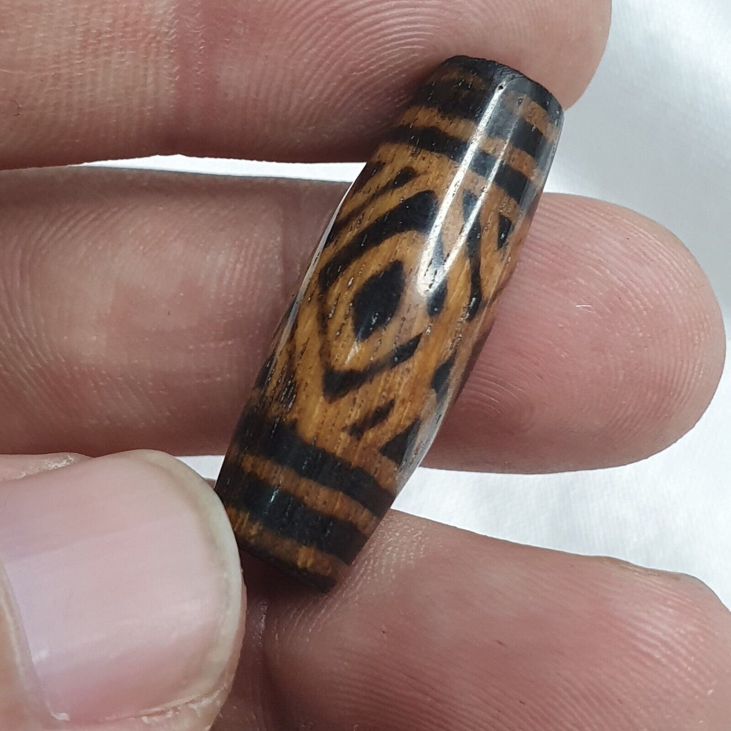 Antique pumtek pyu bead rare pattern tube bead silky patina pbd-1