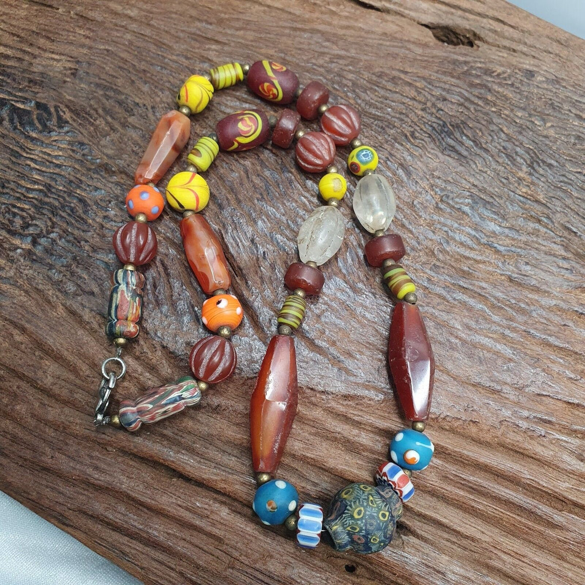 Rainbow Agate Crystal Glass Bead Necklace: African Strand Style