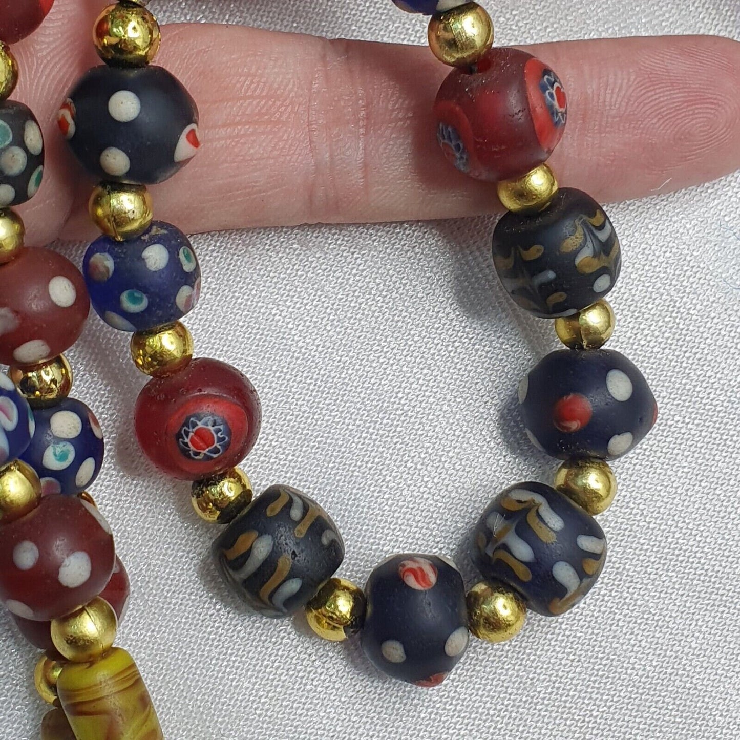 Vintage venetian style skunk and turkish evil eye beads necklace