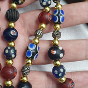 Vintage venetian style skunk and turkish evil eye beads necklace
