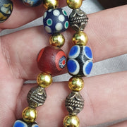 Vintage venetian style skunk and turkish evil eye beads necklace