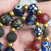 Vintage venetian style skunk and turkish evil eye beads necklace