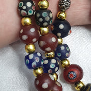 Vintage venetian style skunk and turkish evil eye beads necklace