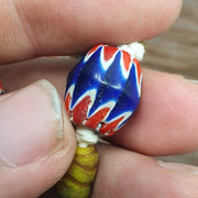 Vintage venetian style blue chevron beads necklace #ch-2