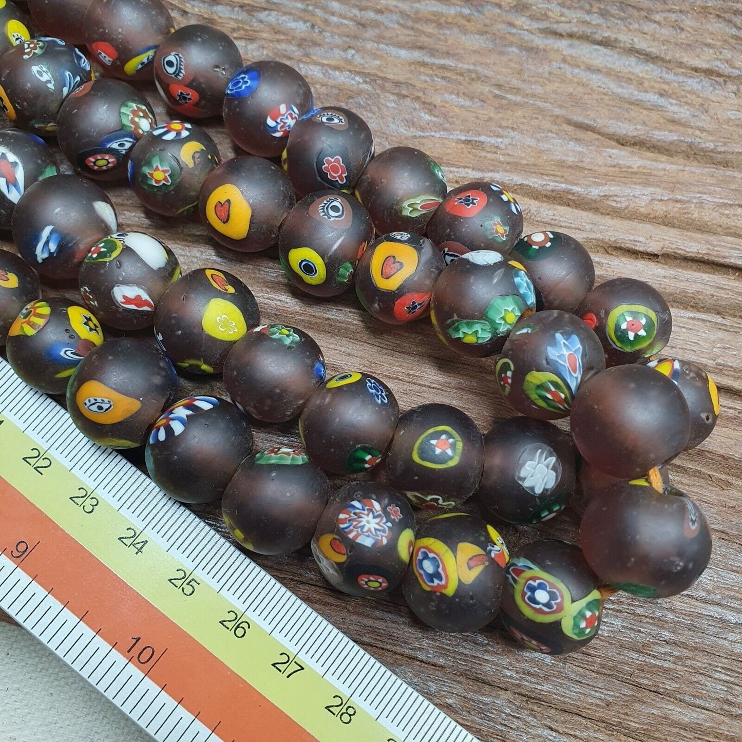 Vintage Murano Style Glass Beads: Venetian African Floral Strand (15-16mm)