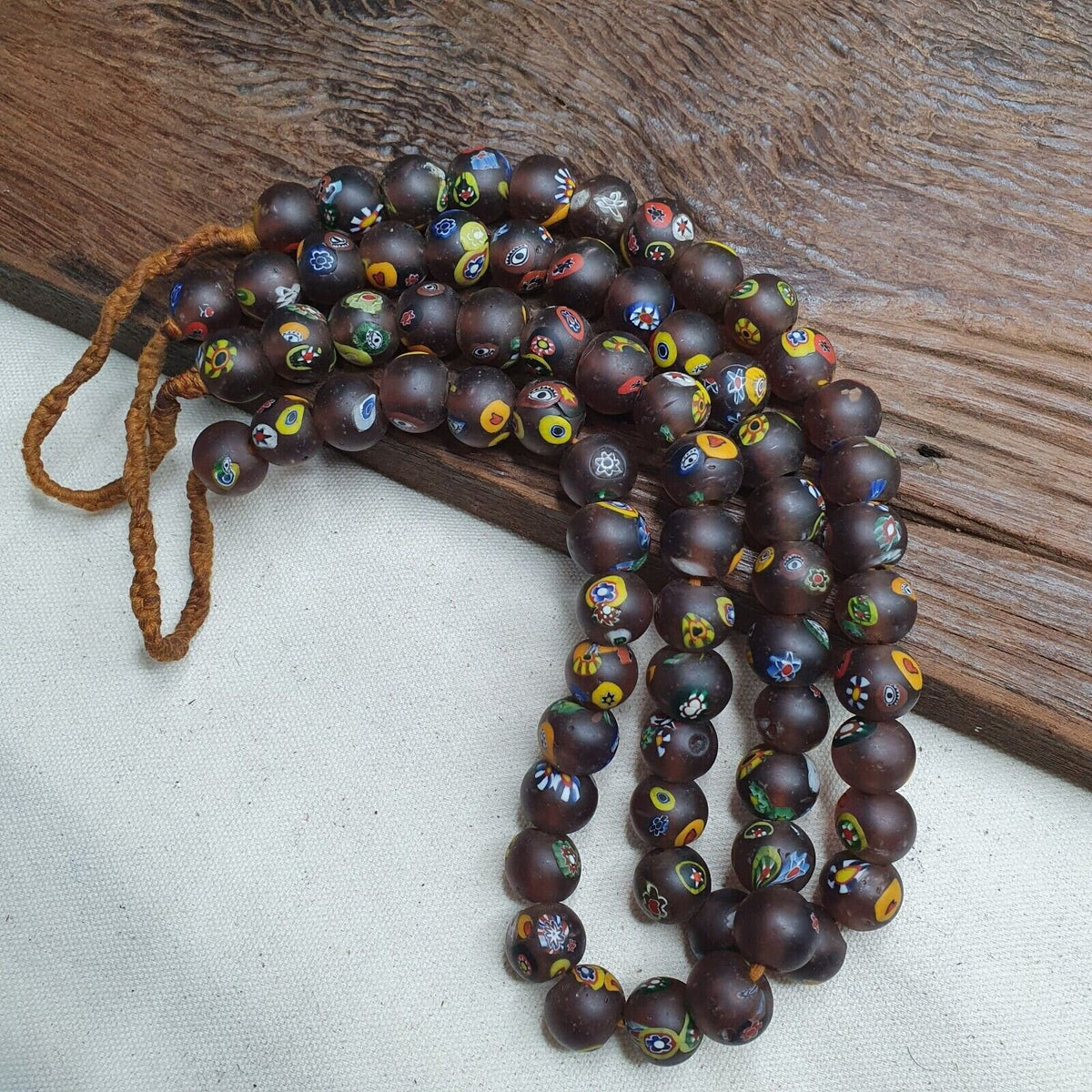 Vintage Murano Style Glass Beads: Venetian African Floral Strand (15-16mm)