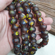 Vintage Murano Style Glass Beads: Venetian African Floral Strand (15-16mm)