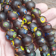 Vintage Murano Style Glass Beads: Venetian African Floral Strand (15-16mm)