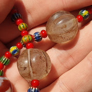 Himalayan crystals, chevron & tibetan red agate dzi spiritual amulet necklace
