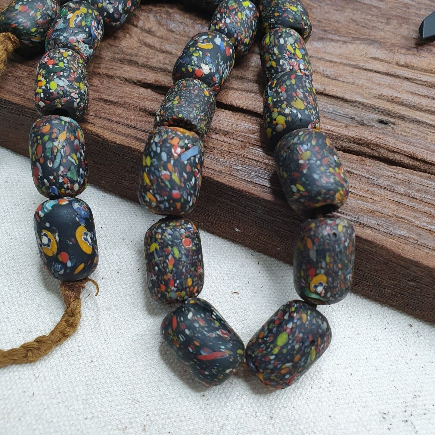 Vintage Venetian African Style Glass Beads Strand (15x20mm)