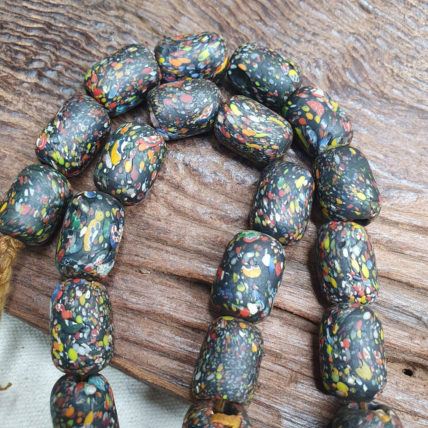 Vintage Venetian African Style Glass Beads Strand (15x20mm)