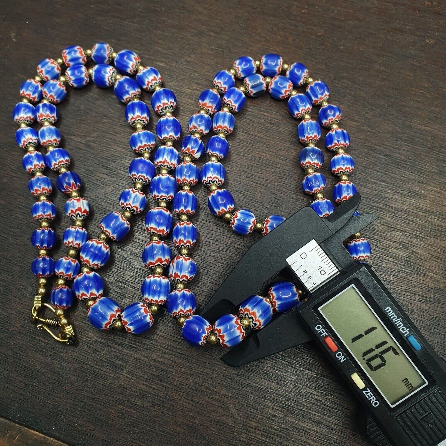 Vintage blue chevron venetian style multilayers glass beads necklace chr-1Gift