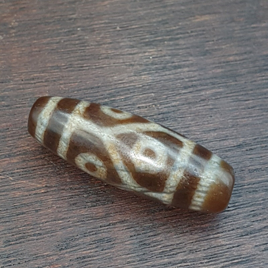 Round totem heaven 6 eyes tibetan old agate dzi bead amulet pendant