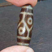 Round totem heaven 6 eyes tibetan old agate dzi bead amulet pendant