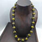 Vintage roman style green gabri eyes glass beads necklace.