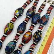 Vintage millefiori glass beads murano style beads necklace.
