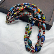Vintage millefiori glass beads murano style beads necklace.