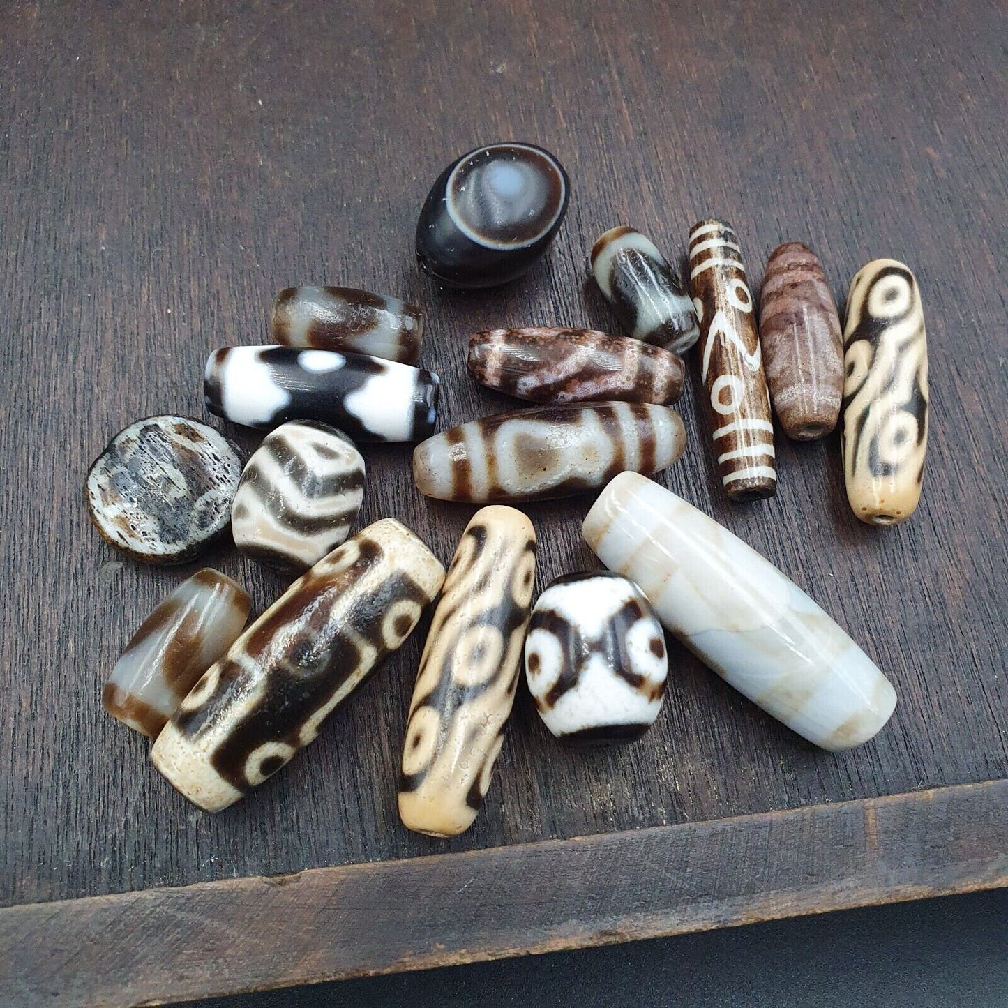 Vintage Himalayan Agate Dzi Beads: Tibetan Amulet Pendant Lot