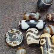 Vintage Himalayan Agate Dzi Beads: Tibetan Amulet Pendant Lot