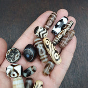 Vintage Himalayan Agate Dzi Beads: Tibetan Amulet Pendant Lot