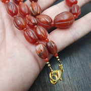 Rare old antique indo tibetan carnelian agate beads melon shape beads necklace