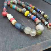 Old african glass beads strand  #mx-15.
