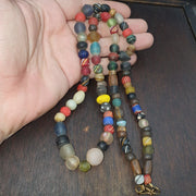Old african glass beads strand  #mx-15.