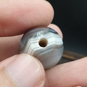 Rare antique natural gray agate stone bead from india #gry-3