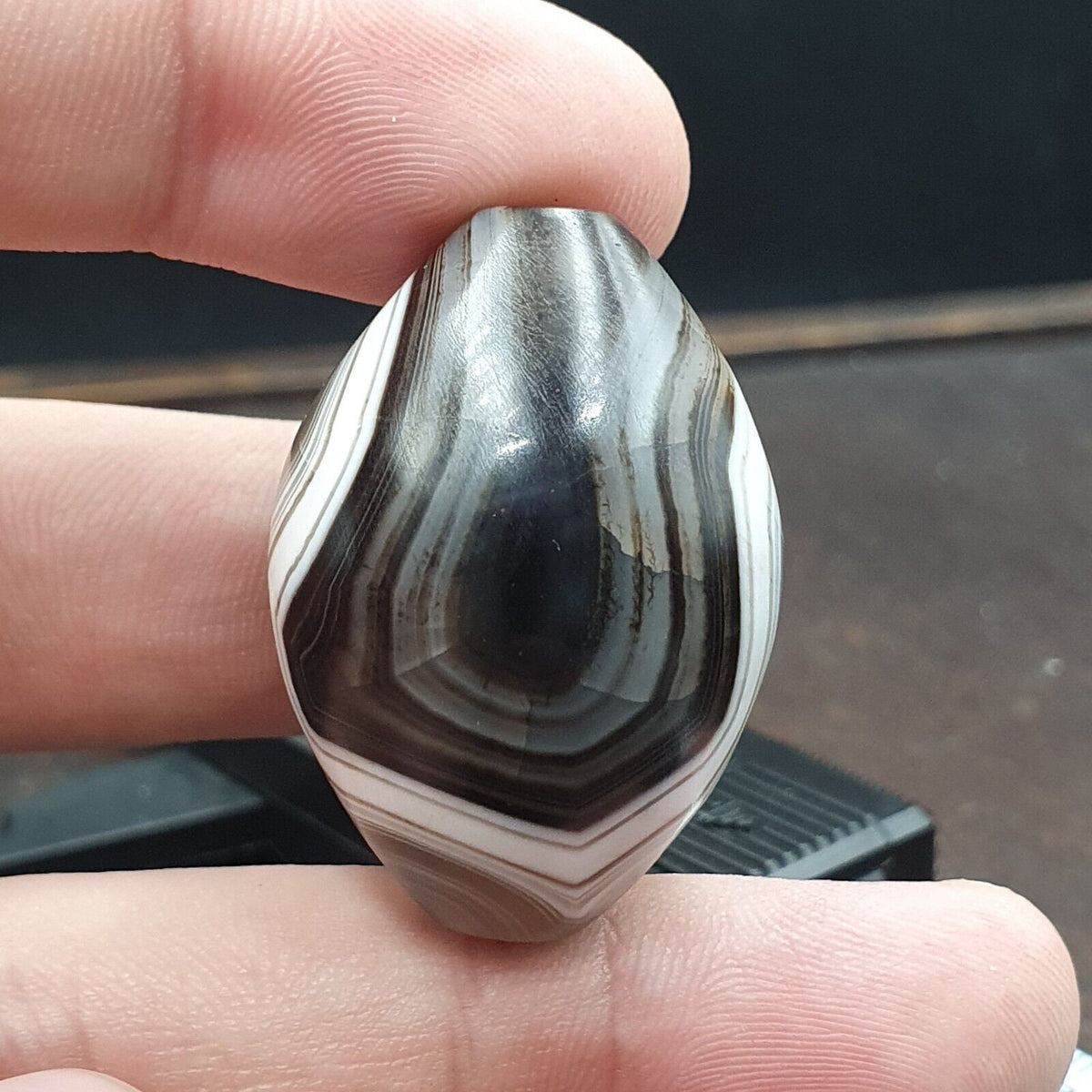 Rare antique natural gray agate stone bead from india #gry-2