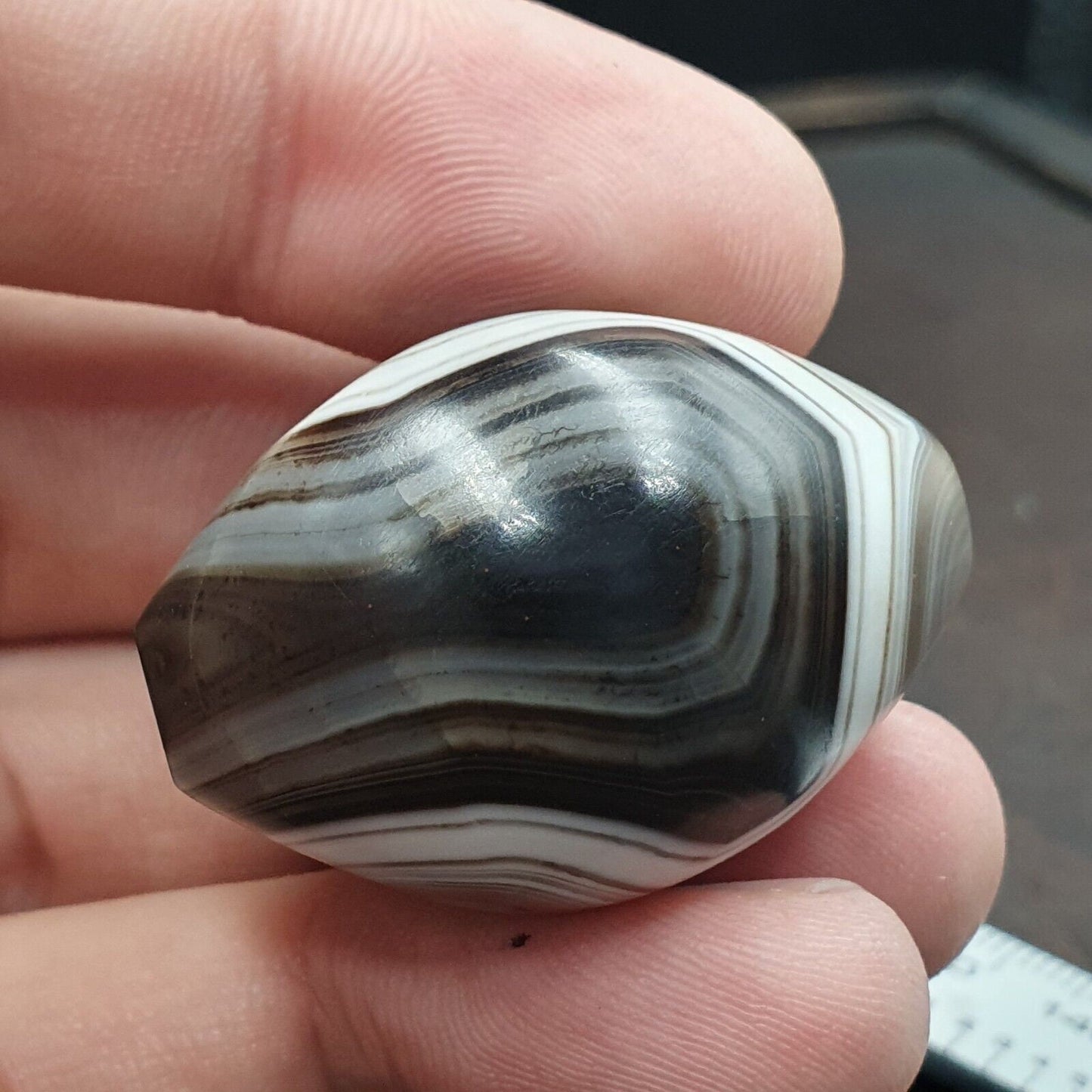Rare antique natural gray agate stone bead from india #gry-2