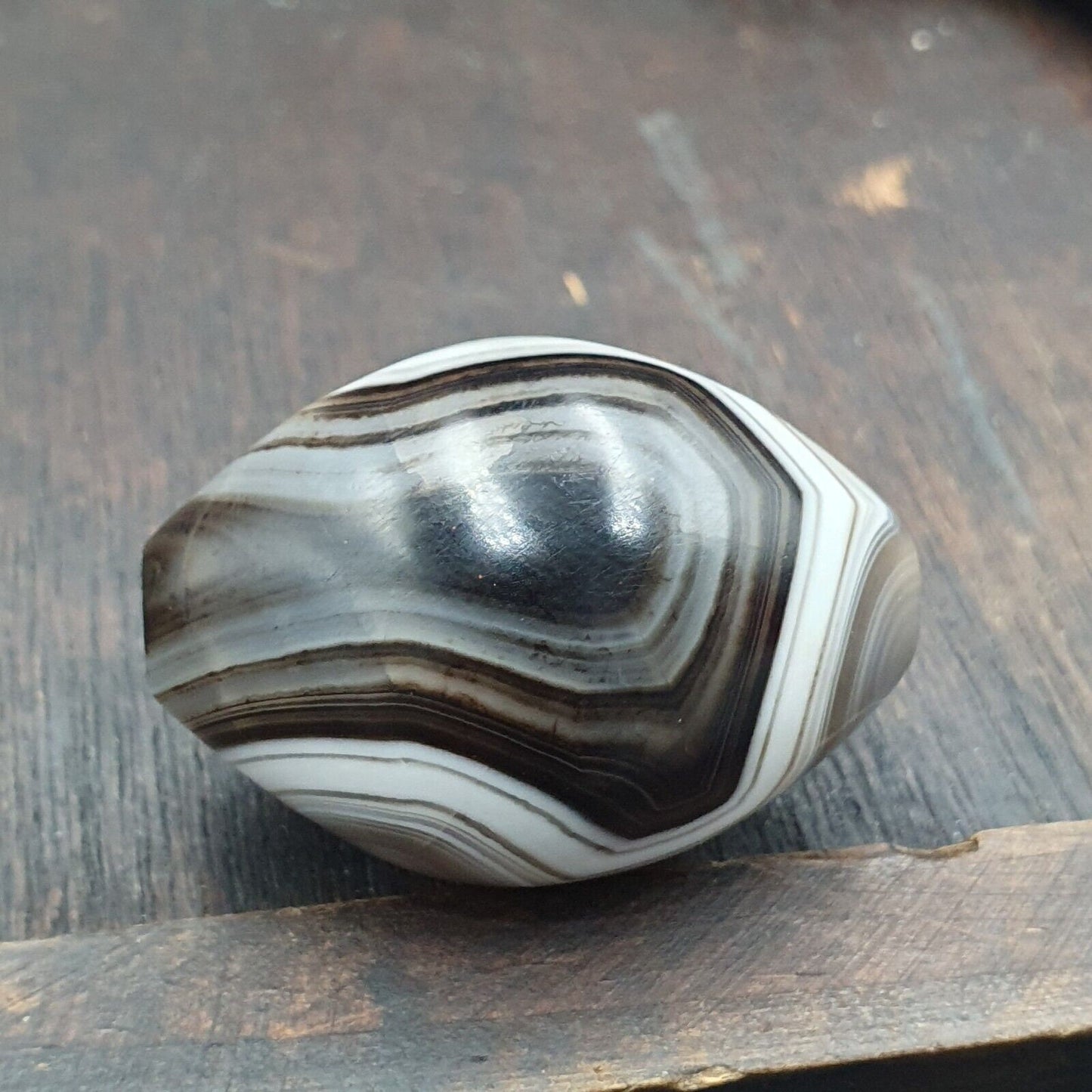 Rare antique natural gray agate stone bead from india #gry-2