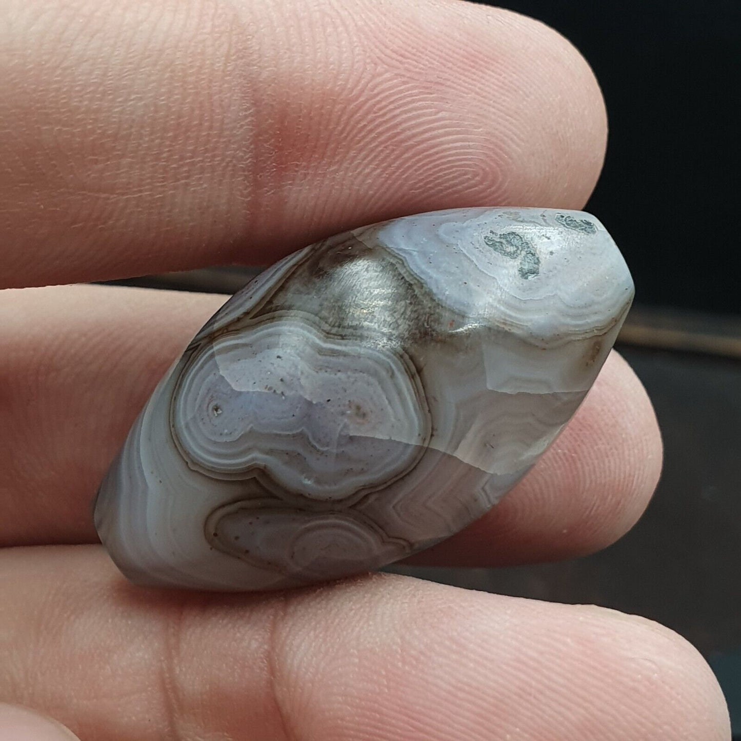 Rare antique natural gray agate stone bead from himalayas #gry-1