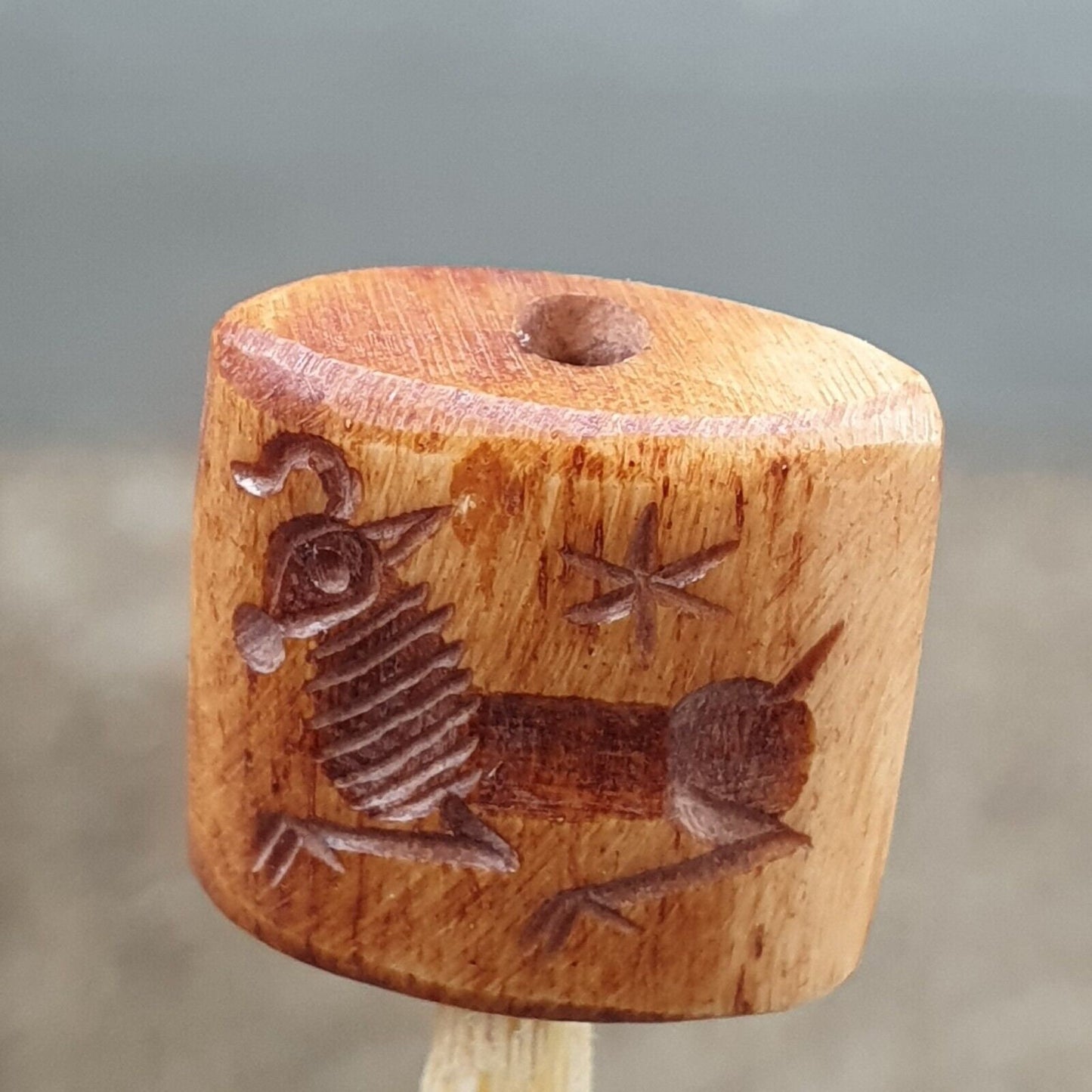 Antique vintage seal bead "mysterious animals intaglio stamp carving bne-5