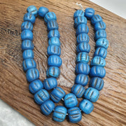 Turquoise blue padre glass african trade beads 18-24mm hug size 43 beads