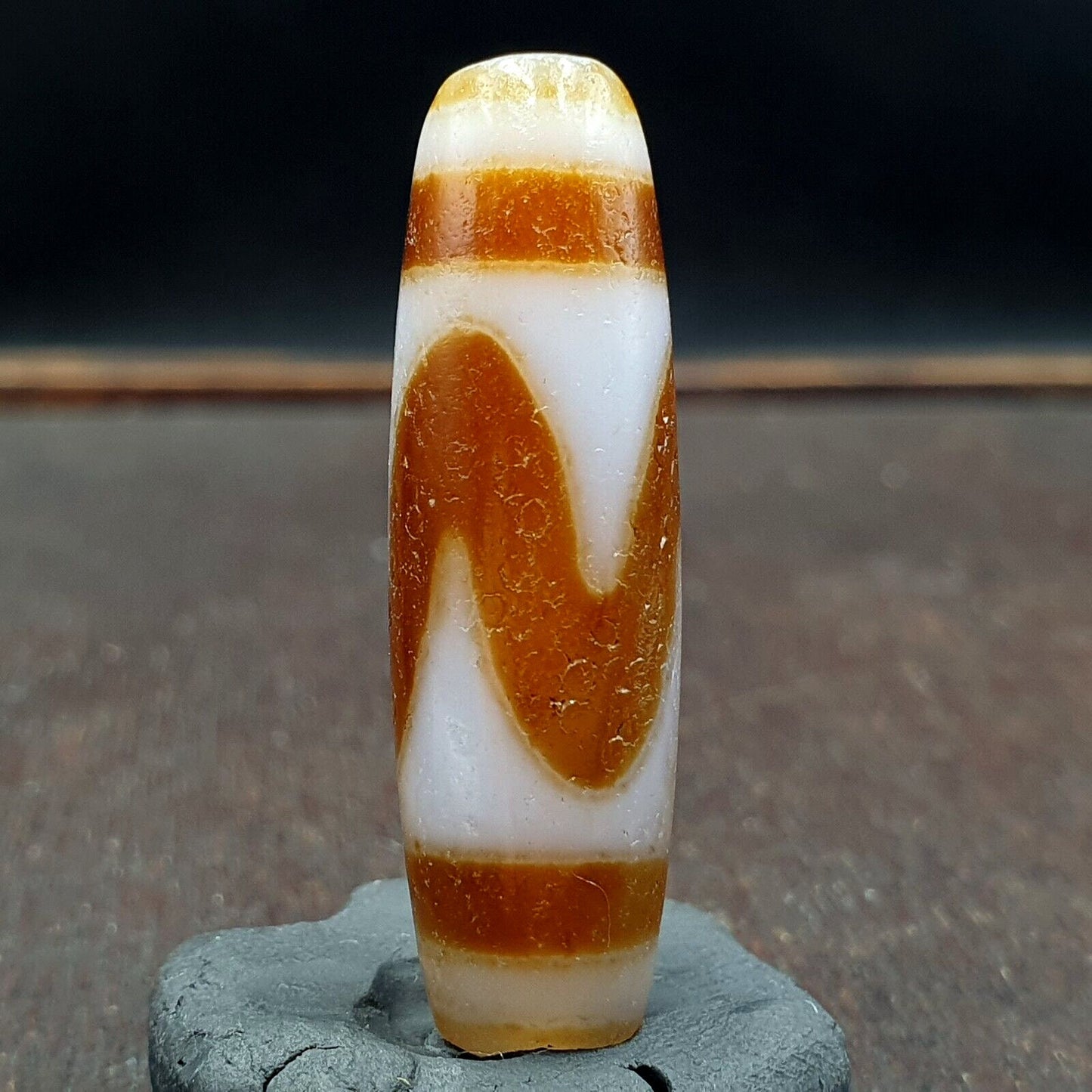Soft skin tibetan bead old agate tiger teeth dzi pure amulet tibet eyes