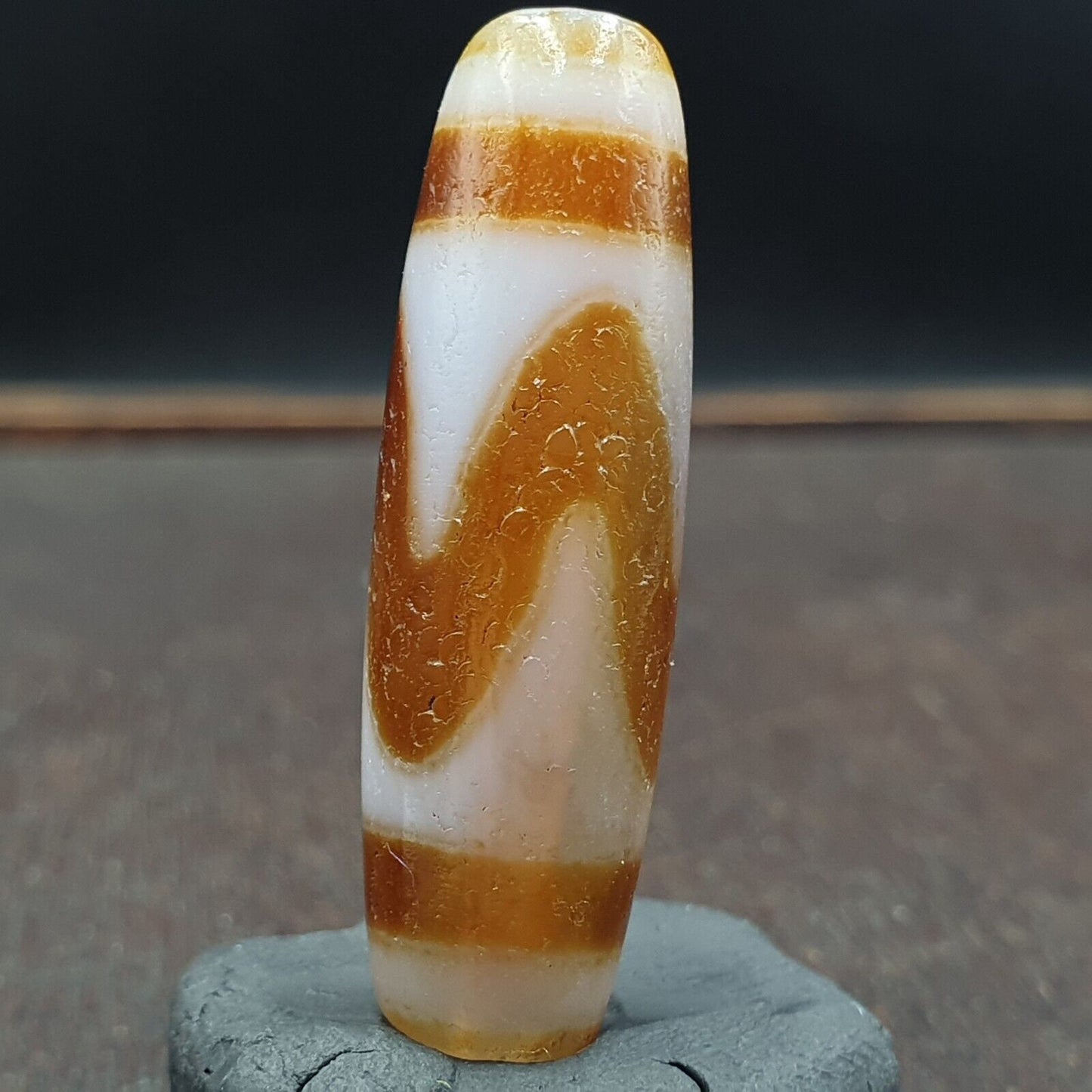 Soft skin tibetan bead old agate tiger teeth dzi pure amulet tibet eyes