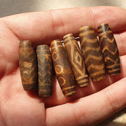 Lot 6 asian burmese antique pumtek petrified wood stone beads
