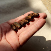 Lot 6 asian burmese antique pumtek petrified wood stone beads