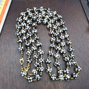 Venetian style skunk black beads vintage dotted beads strand