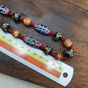 Vintage fancy feather wedding cake glass venetian style beads necklace #mx-4.