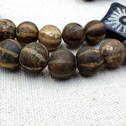 Antique Pumtek Bead Necklace: Agatized Palmwood, Southeast Asian Design