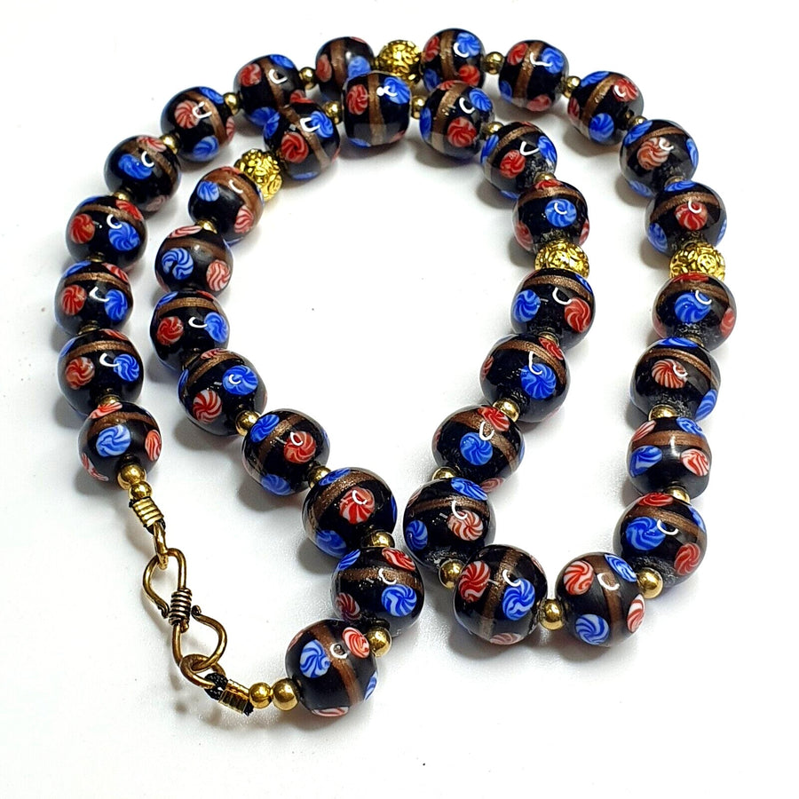 Vintage Millefiori Murano Style Glass Bead Necklace
