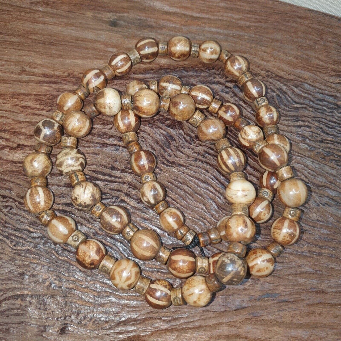 Handmade pumtek tribal beads myanmar burma round beads strand