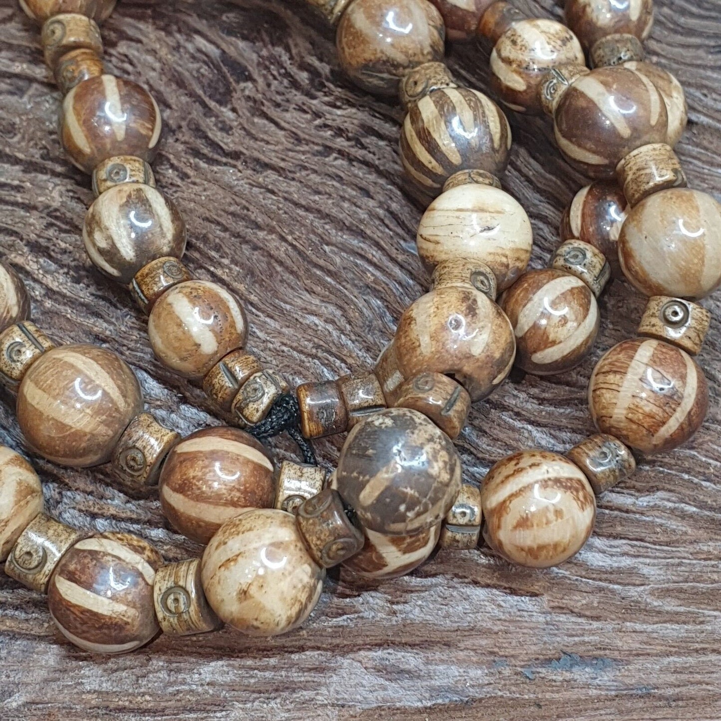 Handmade pumtek tribal beads myanmar burma round beads strand